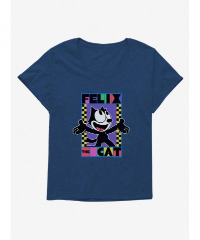 Discount Felix The Cat 90s Checkers Graphic Girls T-Shirt Plus Size $7.17 T-Shirts