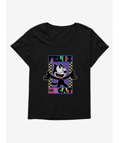 Discount Felix The Cat 90s Checkers Graphic Girls T-Shirt Plus Size $7.17 T-Shirts