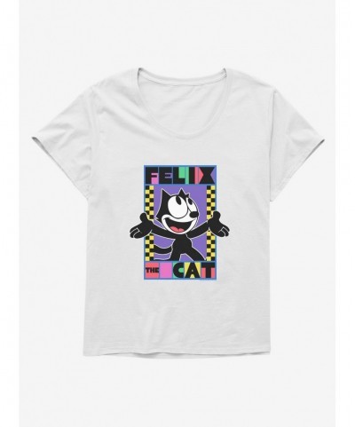 Discount Felix The Cat 90s Checkers Graphic Girls T-Shirt Plus Size $7.17 T-Shirts