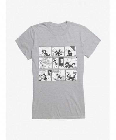 Discount Sale Felix The Cat Cleaning Up Comic Strip Girls T-Shirt $9.36 T-Shirts