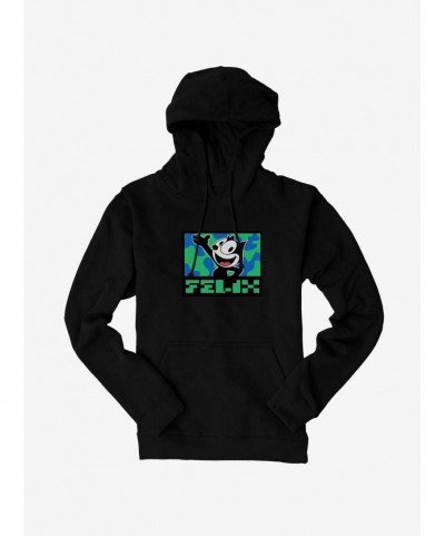 Bestselling Felix The Cat Pixilated Felix Text Hoodie $16.52 Hoodies