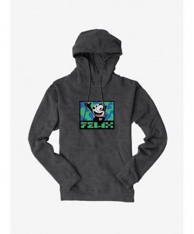 Bestselling Felix The Cat Pixilated Felix Text Hoodie $16.52 Hoodies