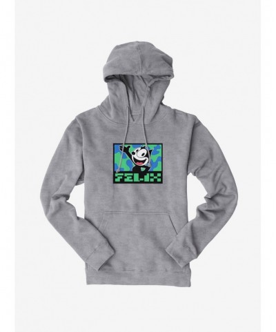 Bestselling Felix The Cat Pixilated Felix Text Hoodie $16.52 Hoodies