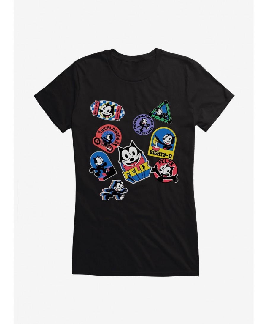 Cheap Sale Felix The Cat Sticker Collection Girls T-Shirt $7.97 T-Shirts