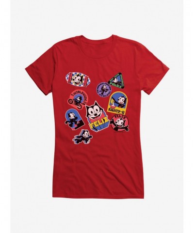 Cheap Sale Felix The Cat Sticker Collection Girls T-Shirt $7.97 T-Shirts