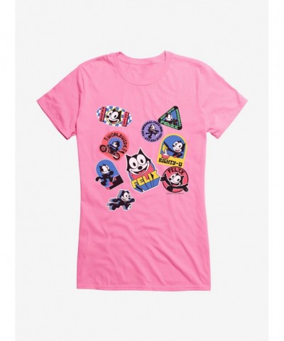 Cheap Sale Felix The Cat Sticker Collection Girls T-Shirt $7.97 T-Shirts