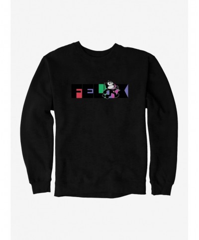 Fashion Felix The Cat Whistling And Walking Block Text Sweatshirt $14.76 Sweatshirts