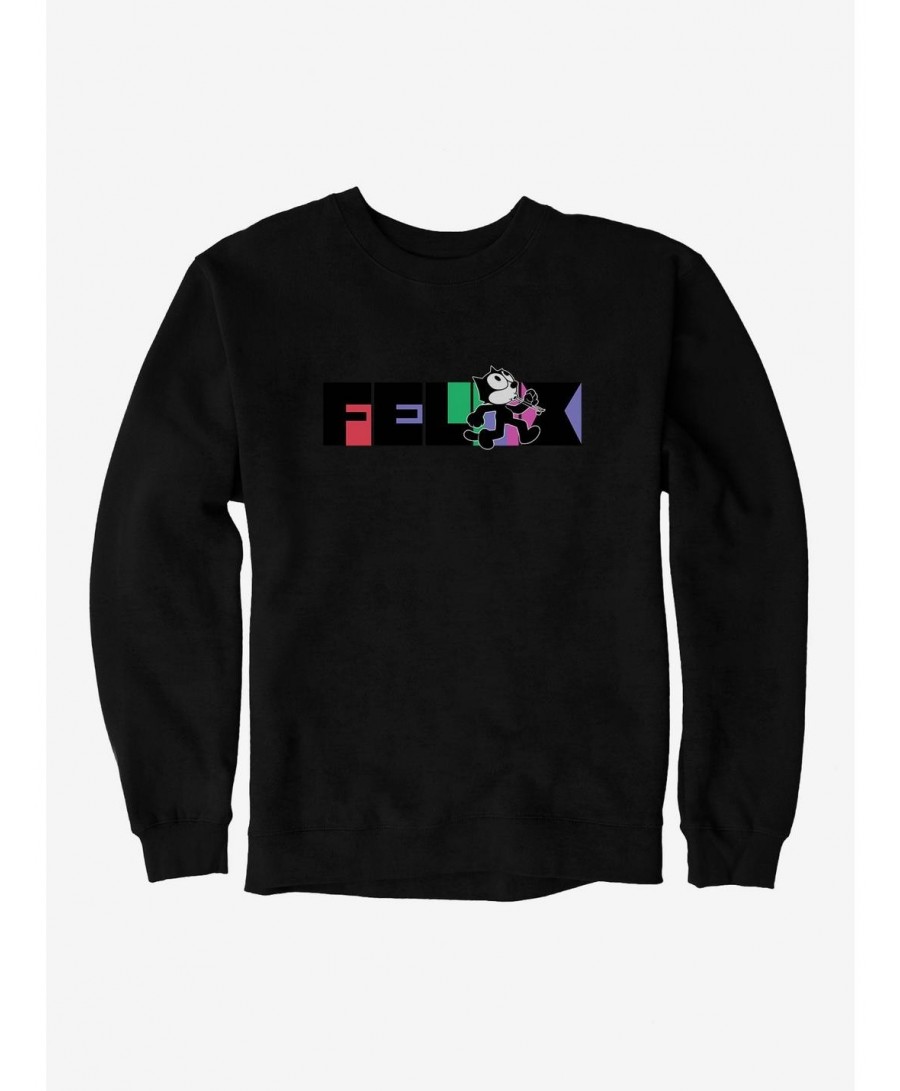 Fashion Felix The Cat Whistling And Walking Block Text Sweatshirt $14.76 Sweatshirts