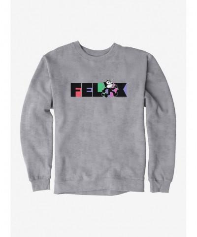 Fashion Felix The Cat Whistling And Walking Block Text Sweatshirt $14.76 Sweatshirts