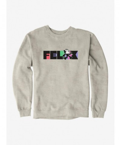 Fashion Felix The Cat Whistling And Walking Block Text Sweatshirt $14.76 Sweatshirts