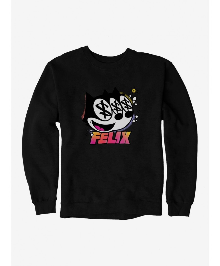 Value Item Felix The Cat Dollar Signs Sweatshirt $14.46 Sweatshirts