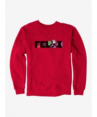 Fashion Felix The Cat Whistling And Walking Block Text Sweatshirt $14.76 Sweatshirts