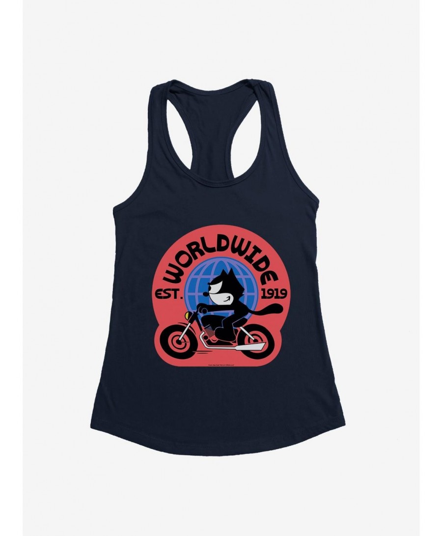 Festival Price Felix The Cat Worldwide Motorcycle Felix Girls Tank $8.37 Tanks