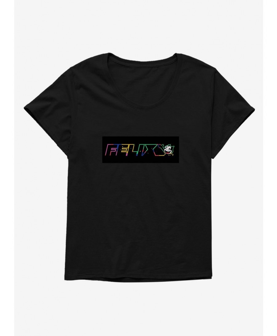 Huge Discount Felix The Cat Neon Space Girls T-Shirt Plus Size $9.25 T-Shirts