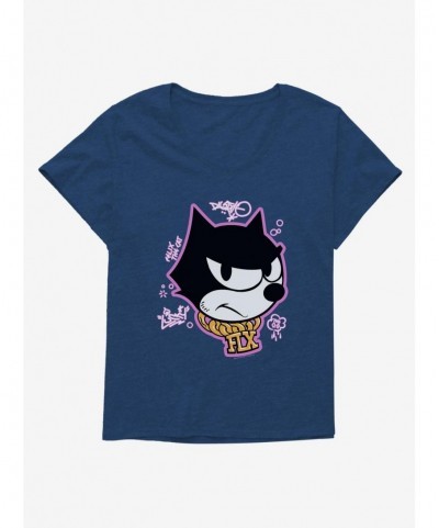 Exclusive Felix The Cat Graffiti Art Gold Chain Felix Girls T-Shirt Plus Size $10.17 T-Shirts